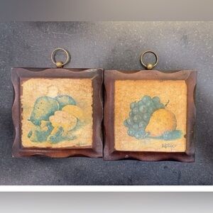 Vintage Wooden Fruit Tile Wall Art
